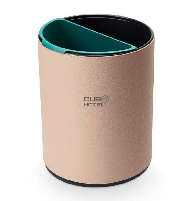 Papelera Doble Beige de Piel Sintética 10L Alta Calidad